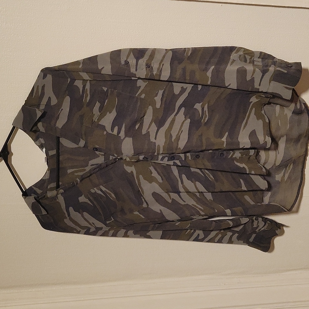 Camo print sheer top.
